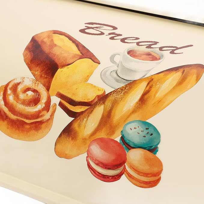 Bread Box,Roll Top Bread Box Vintage Bread Container for Kitchen Countertop Drum Type Metal Bread Storage Bin for Bread Cake Doughnut Biscuit Food Tableware (Type 2)