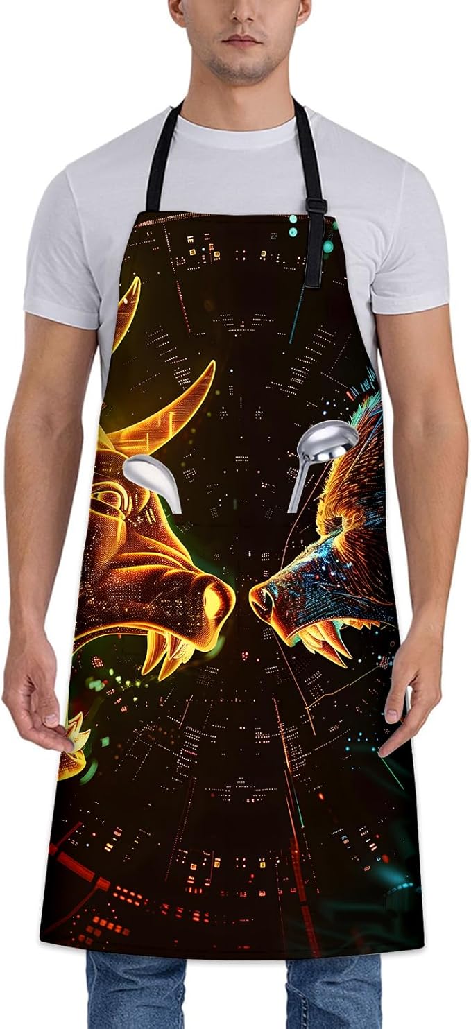 Octopus Apron for Women Men 28x33in, Kitchen Chef Aprons with 2 Pockets, Polyester, Underwater Octopus Apron