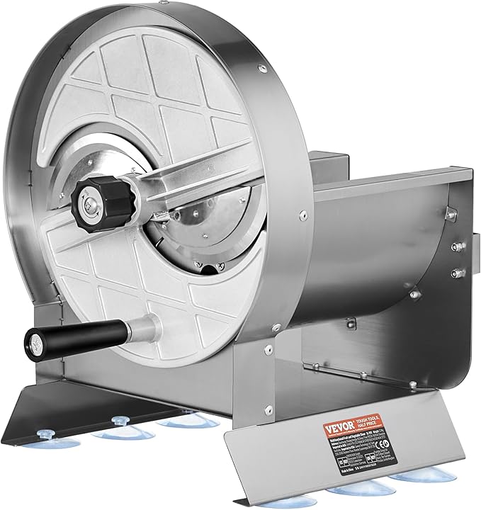 VEVOR Manual Vegetable Fruit Slicer, 0-0.5"/0-12mm Thickness Adjustable Commercial Slicer Machine, Stainless Steel Food Cutter Slicing Machine with 2 Spare Blades, for Potato, Cucumber, Lemon, Tomato