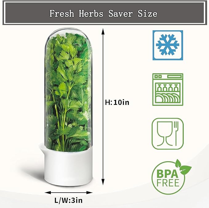 Herb Saver for Refrigerator, Fresh Herbs Lettuce Keeper for Refrigerator, Cilantro Container for Fridge Fres Parsley Mint Leaves Fresh Herb Keeper, Refrigerato Storage for Fresh for 2-3 Weeks