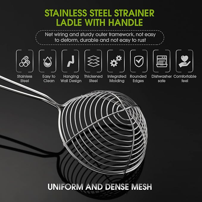 Geiserailie 6 Pieces 6 Pieces Hot Pot Kit Strainer Scoops Stainless Steel 2.5 Inch Mini Spider Strainer Skimmer Pasta Mesh Spoon Asian Skimmer Spoon Ladle with Handle for Home (Red)