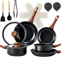 Bonnlo 17 PCS Non-Stick Cookware Set, Cast Aluminum Pots and Pans Set, Induction RV Kitchen Cook Set, Dishwasher Safe, PFAS PFOA & PFOS Free, Black, for Home