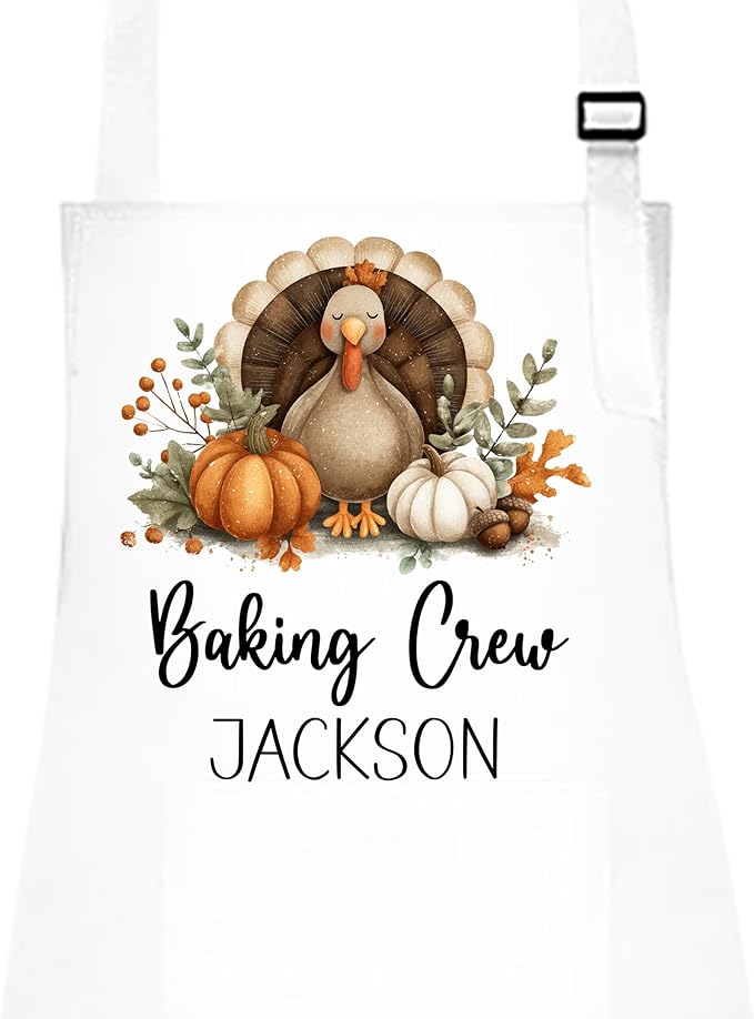 Personalized Thanksgiving Kitchen Apron Set, Family Matching Cooking Aprons, Holiday Cooking & Baking Gift