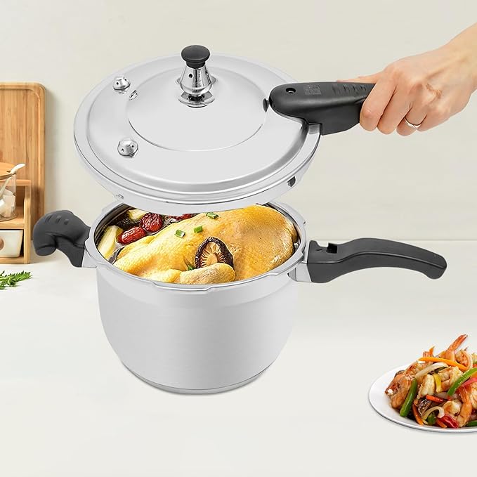 Stainless Steel Pressure Cooker Small Pressure Pot 80Kpa High Security Pressure Canner with Handle for Home Restaurants (4L/4.23Qt)