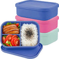 Silicone Adult Bento Box, 3 Compartment Leakproof Silicone Lunch Container, Lunch Box for Men and Women, BPA-Free, Microwave/Dishwasher/Freezer Safe, Reusable Snack Containers (3PCS-Mixed Color)