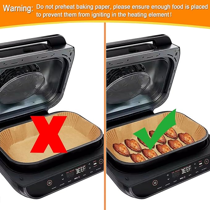 XL 11.5inch Rectangular Air Fryer Liners For Ninja FG551 Foodi Smart XL 6-in-1 Indoor Grill Air Fry Baking Parchment Liners Disposable 100Pcs For Ninja DG551 IG601 Air Fryer Oven Accessories