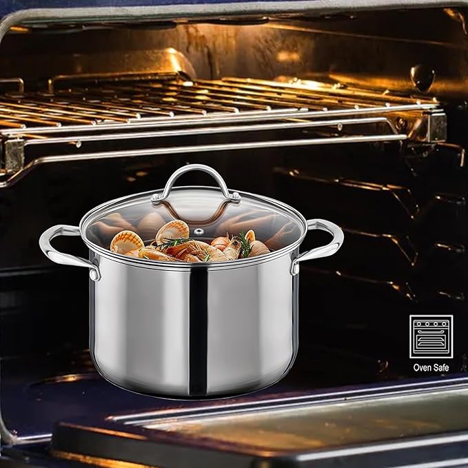 GreatChef Stock Pot Stainless Steel for Cooking Riveted Handle, Heavy Duty Vessel,Induction Compatible All Cooktops in Use, Dishwasher & Oven Safe (14 Quart)