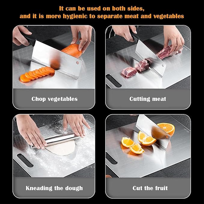 Premium Pure Titanium Cutting Board for Kitchen New Upgrade Double Sided Dust-free Cutting Board,Hygiene Durable Dishwasher Chopping Board for Meat, Vegetables & Fruits (L - 1Pack)