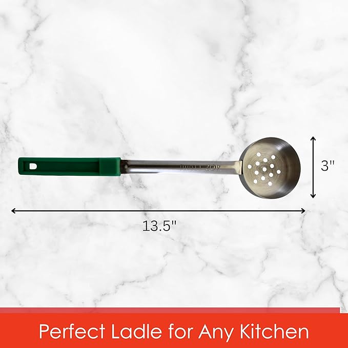 4 Ounce Slotted Stainless Steel Portion Control Ladle Spoon for Measuring and Serving; Commercial Grade Serving Scoops [Pack of 12]