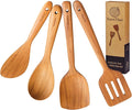SarnThai Premium Teak Kitchen Utensil Set – 4-Piece Handmade Wooden Spatulas & Spoon for Cooking, Natural Teak Wood Tools Safe for Nonstick Pans, Eco-Friendly Thai Handmade Utensil Set