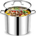P&P CHEF 20 QT Stock Pot with Lid, Stainless Steel Large Cooking Pot, Soup Canning Stockpot for Stewing Simmering, Tri-ply Bottom for All Stoves, Heavy-Duty &Dishwasher Safe & Food-Grade