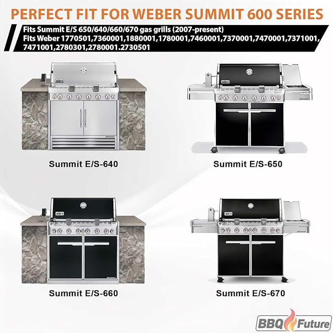 Full Size Griddle Insert for Weber Summit 600 Series E/S 650 640 660 670 Gas Grills With Smoker Box, Heavy Duty Flat Top with Spatula Set for Weber Grill Replacement Parts 67552