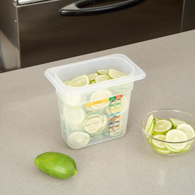 Restaurantware Food Pans Pack of 10 Plastic Rectangle Food Containers 1/9 Size with Traceability Label, Storage Containers Dishwashable Hot Cold Friendly for Restaurants Buffet Commercial Use