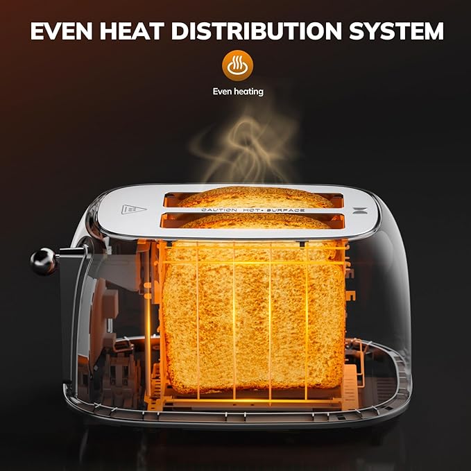 Keenstone Smart Touch Screen Toaster 2 Slice, Retro Wide Slot Stainless Steel Toaster with 6 Browning Levels, Reheat & Defrost, for Bagel, Toast, Bread, Removable Crumb Tray, Blue