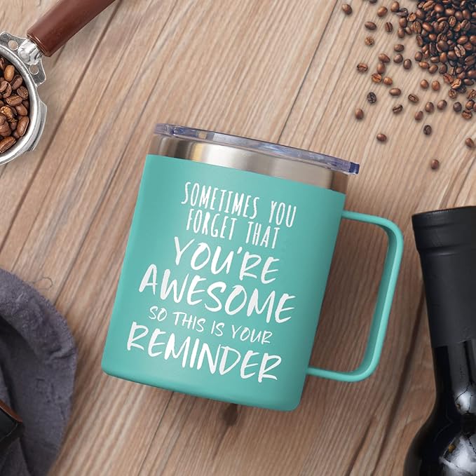NOWWISH Gifts for Her, Sometimes You Forget You're Awesome Coffee Mug, Inspirational Gifts, Thank You Appreciation Gifts for Coworker, Teacher, Mom, Wife, Sister - Green
