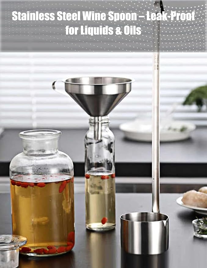 Wine Ladle Stainless Steel,8.5 oz Professional Pour Spout with Tail Hook for Oil & Vinegar (Blue)