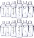 Lallisa 12 Pcs Plastic Cocktail Shaker Drink Mixer with Scales and Strainer Top Clear Shaker Cup with Measurement Plastic Bar Mixing Tool for Tea Coffee Bubble Tea Milk(350 Cc/ 12 oz)