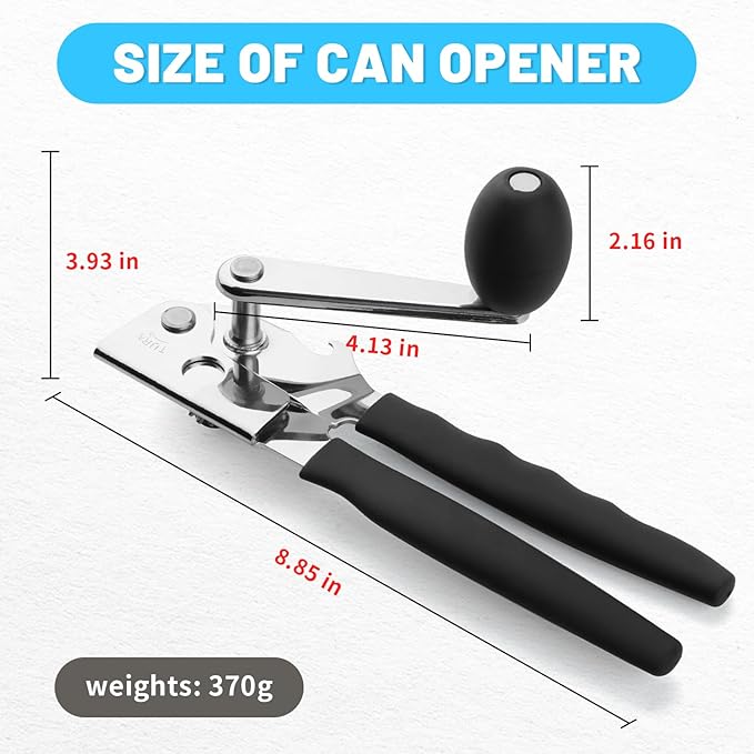 Heavy Duty Can Opener,Commercial Can Opener with Comfortable Long Handles With Carbon Steel Blade