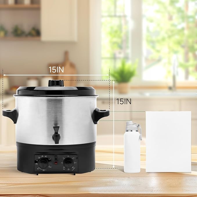 Electric Water Bath Canner 14.5QT, 1500W Electric Canning Pot for Home Canning, Preserving Jars, Slow Cooking & More - Adjustable Temp & Timer, Safe & Easy-to-Use Electric Canner for Beginners & Pros