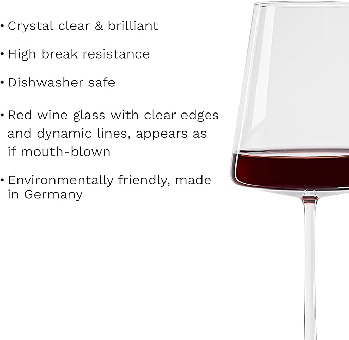 Stölzle Lausitz Red Wine Glasses Power Set of 6, 17 1/2 oz – Premium Glasses for Full-Bodied Wines – Modern Red Wine Glasses with Angular Design for Maximum Flavor – Dishwasher- & Break-Resistant