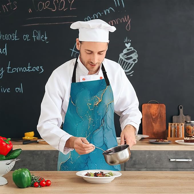 Kitchen Apron with Pocket,Waterproof Adjustable Neck and Long Ties, Cooking Baking Gardening Painting Apron for Women