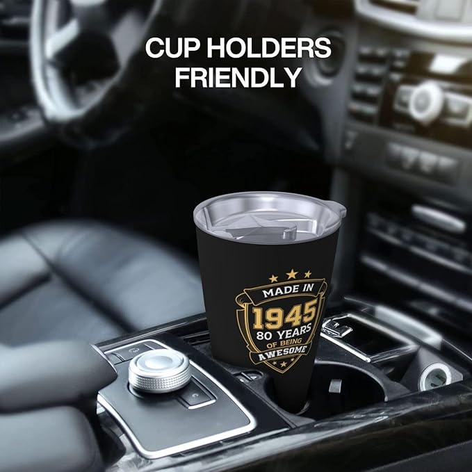 80th Birthday Gifts for Him, 80th Birthday Gifts for Men, Gift for 80 Year Old Man Tumbler, 20oz Coffee Tumbler, 80 Year Old Gifts for Men Coffee Mugs