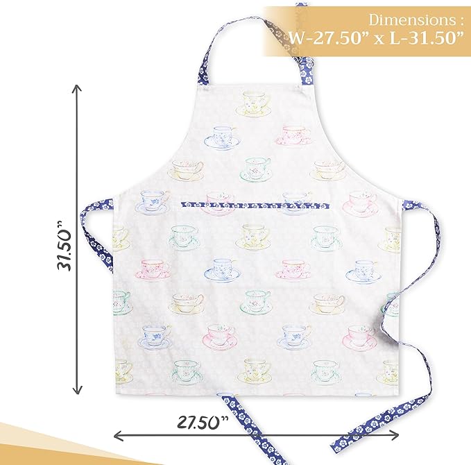Maison d' Hermine 100% Cotton Apron for women with Pocket Kitchen Chef Apron for Men Cooking Gardening Server Waitress