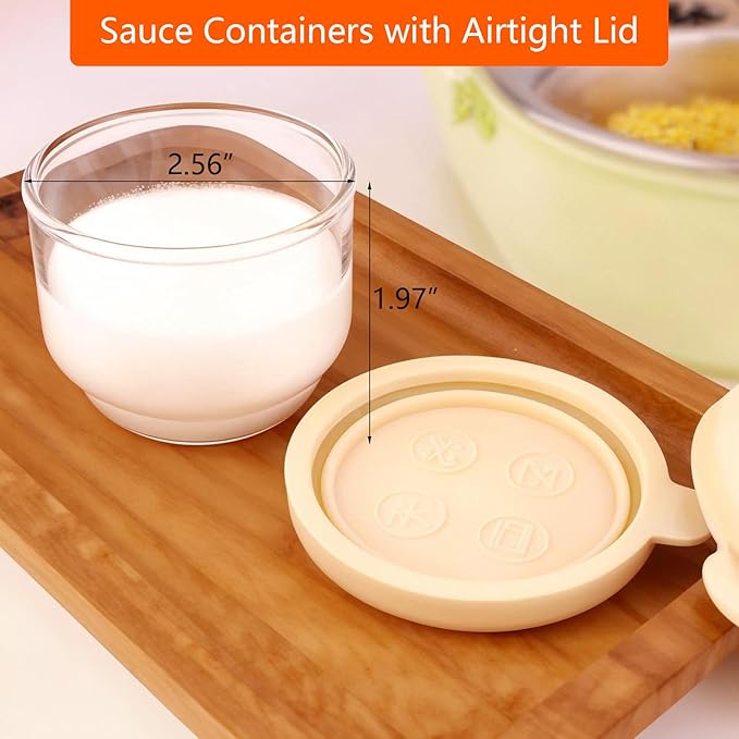 Salad Dressing Container To Go, 2.7 oz Glass Small Condiment Container with Lids, Dipping Sauce Cups for Lunch Box, Leakproof Reusable Sauce Containers, Salad Jars Meal Prep (2.7oz×2pcs)