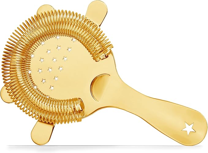 Homestia Hawthorne Cocktail Strainer - Stainless Steel Bar Strainer for Bartending, Bar Tool Drink Strainer for Bartenders and Mixologists, Martini Strainer for Boston Shaker Mixing Glass (Gold)