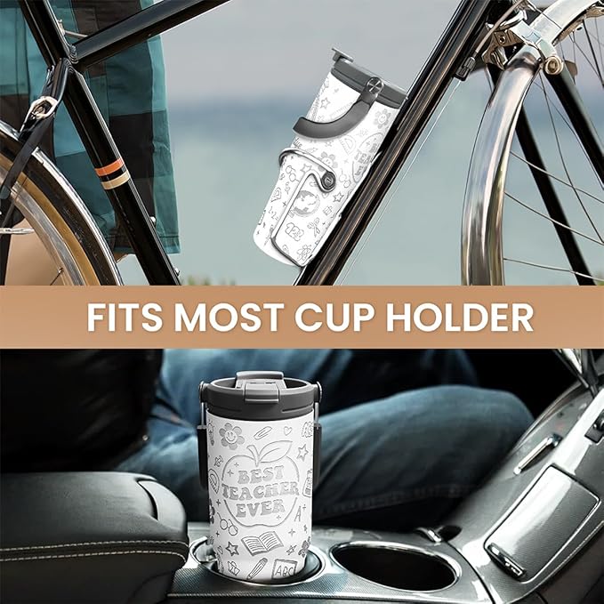 Teacher Appreciation Gifts, Best Teacher Ever Tumbler 30oz, Stainless Steel Insulated Tumblers Coffee Travel Cup with Handle & Flip Straw, Teachers Gifts from Student for Birthday Christmas Grad
