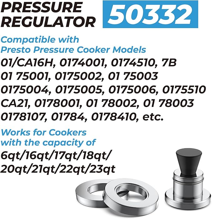 50332 Pressure Cooker Regulator 5-10-15lb Weight Replacement for Presto Pressure Canner 16 23 quart Pressure Cooker 0171001 0174001 6803571