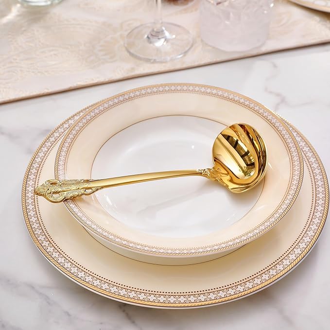 KEAWELL Premium 7.5 inch Luxury Gravy Ladle, 18/10 Stainless Steel, Small Gravy Spoon for Home. Solid and Sturdy, Dishwasher Safe. (1, Gold)