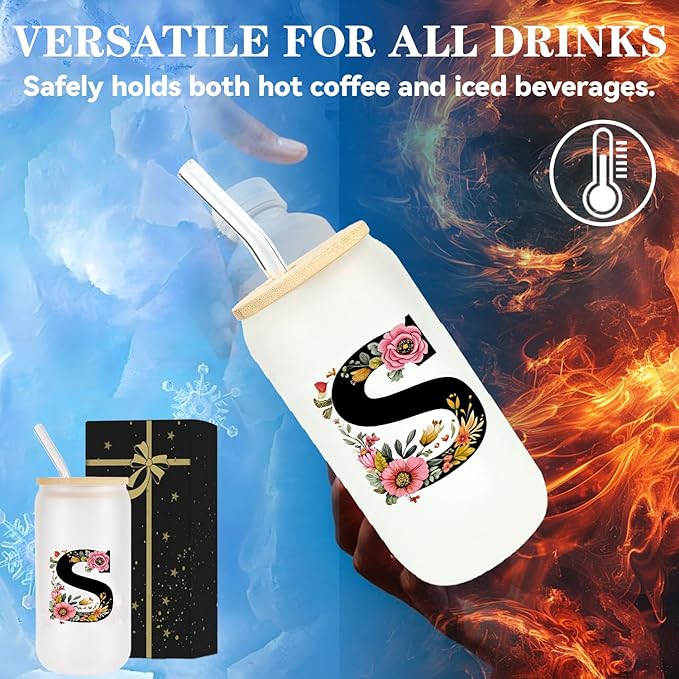 Monogrammed Glass Drinking Cup With Lid Straw Personalized Customized Post Cards Women Men Teacher Christmas Gifts Math Biology Piano Future Speech Drama Guitar Montessori Physics Chemistry Band,V