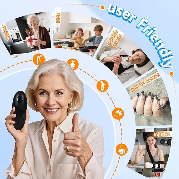 Electric Can Opener, One-Touch Automatic Can Opener for Seniors and Arthritis, Smooth Edge Battery Operated Food-Safe Can Opener, Compact Portable Design Fits Most Standard Can Sizes, Black