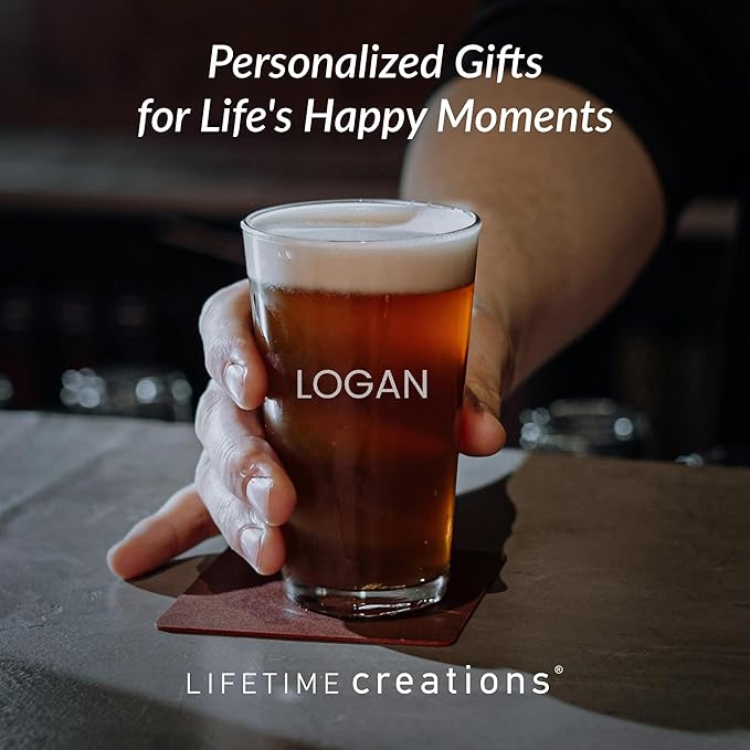Lifetime Creations Engraved Personalized Name Pint Glass - Custom 16 oz Beer Glass Etched with Name, Made in USA