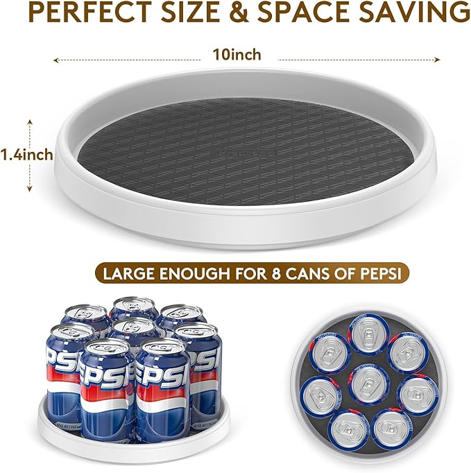 Lazy Susan Organizers for Kitchen Storage - 2 Set of Turntables for Cabinet, Pantry Organization Countertop,Vanity and Table,10 Inch Rotating Tray Spice Rack, Bathroom Fridge and Makeup Organizing