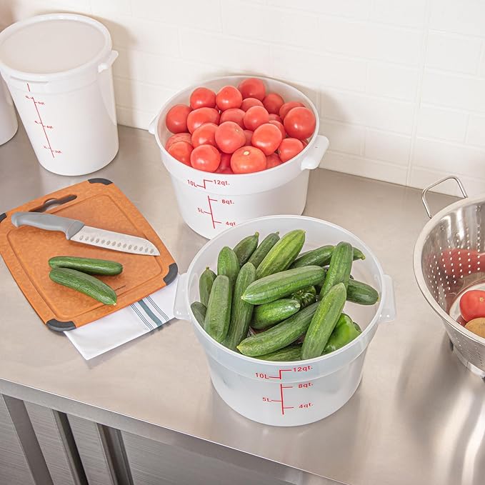 Restaurantware-Met Lux 12 Quart Food Storage Container, 1 Translucent Storage Container - Lids Sold Separately, Red Volume Markers, Dishwashable Container, Side Handles, For Storing Foods
