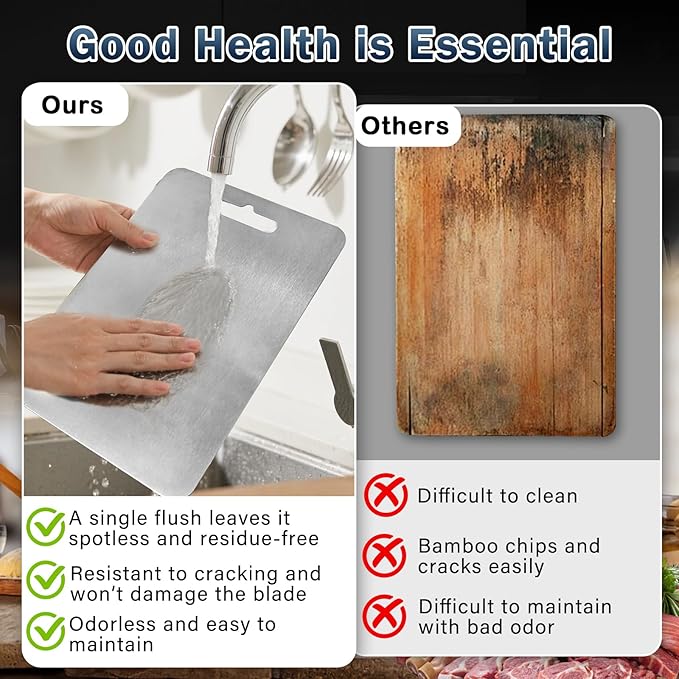 Titanium Cutting Board, Pure Ttitanium Cutting Boards for Kitchen, Double-sided Use, Suitable for Cutting Meat, Vegetables and Fruits (13.3"L x 9"W)