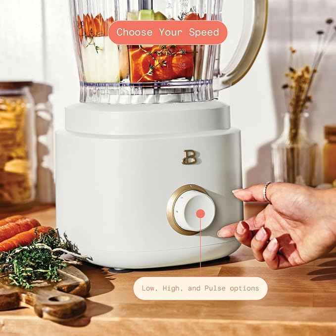 Beautiful 10‑Cup Food Processor ‑ 500 W, Variable Speed, Twist‑Lock, Dishwasher‑Safe Parts, Included Accessories (White Icing)