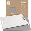 PLACEsMAT 2-in-1 Faux Leather Placemat & Serving Tray | Reversible Design, Lays Flat & Easy to Clean | Ottoman Food Tray, Perfect Housewarming Gift, 18” x 14” (Grey & White, Single)
