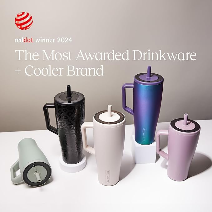 BrüMate Era 30 oz Tumbler with Handle and Straw | 100% Leakproof Insulated Water Bottle Tumbler with Lid and Flexible SoftSip Straw | Made of Stainless Steel | Cup Holder Friendly | 30oz (Sage)