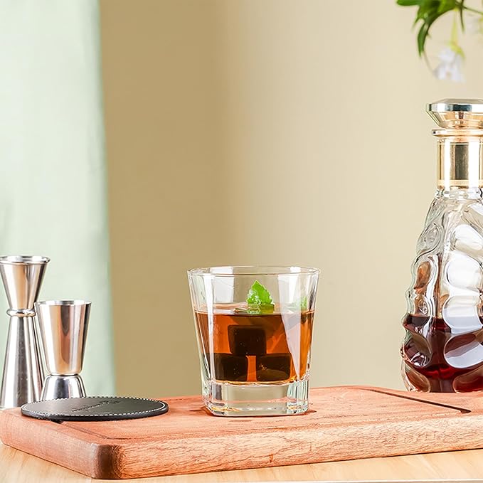 Personalized Groomsmen Whiskey Glass Gift Set - 4 Designs Custom Groomsman Gift - Personalized Wedding Bourbon Cup - 11 oz Engraved Groomsmen Scotch Glass in Wooden Box - Whiskey Gifts For Men