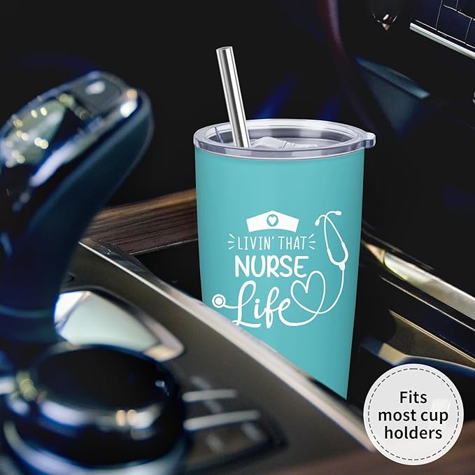 Nurse Christmas Gifts for Women - RN/LPN Gifts for Nurses - Gift for Nurse Practitioner - Nursing Student Gift, 20 oz Stainless Steel Tumbler With Lid & Straw