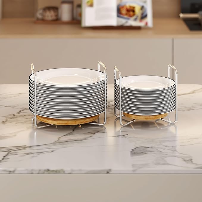 Adjustable Bamboo Dish Drying Rack - Stainless Steel 304 Dish Rack for Kitchen | Counter Home Essentials for Efficient Dish Organization and Drying (Natural, 1*Small&1*Large)