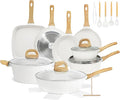 EWFEN Nonstick Pots and Pans Set, 25-Piece Ceramic Cookware Set, Induction Kitchen Cooking Set with Frying Pans Saucepans & Utensils, Healthy Non-toxic, PFAS/PTFE/PFOA Free, White