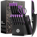 Knife Set - 15 PCS Kitchen Knife Set with Built-in Knife Sharpener Block - Stainless Steel Knife Block Set - Dishwasher Safe, Christmas Elegant Box for Men Women
