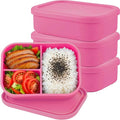 Silicone Adult Bento Box, 3 Compartment Leakproof Silicone Lunch Container, Lunch Box for Men and Women, BPA-Free, Microwave/Dishwasher/Freezer Safe, Reusable Snack Containers (3PCS-Pink)