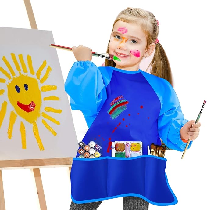 KUUQA Waterproof Children Art Smock Kids Art Aprons, Painting Supplies (Paints and brushes not included)