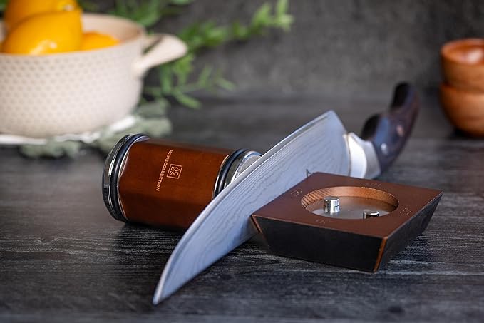 Rolling Knife Sharpener Kit – Manual Knife Sharpeners with Magnetic Holder – Kitchen Knives Sharpener with Diamond & Corundum Discs – 15°, 18°, 20° & 22°