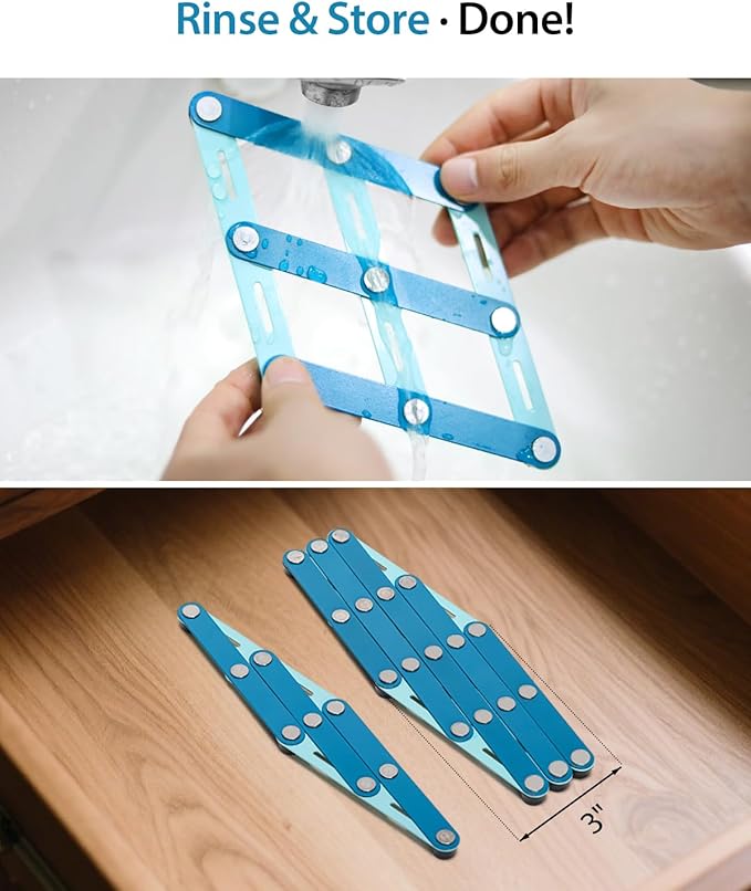 2 Pcs Expandable Trivets for Hot Pots and Pan, Modern Color-Block Kitchen Hot Pads, Small Pot Mat, Flexible & Adjustable, Stores Neatly,Heat-Resistant Stainless Steel Trivets for Kitchen